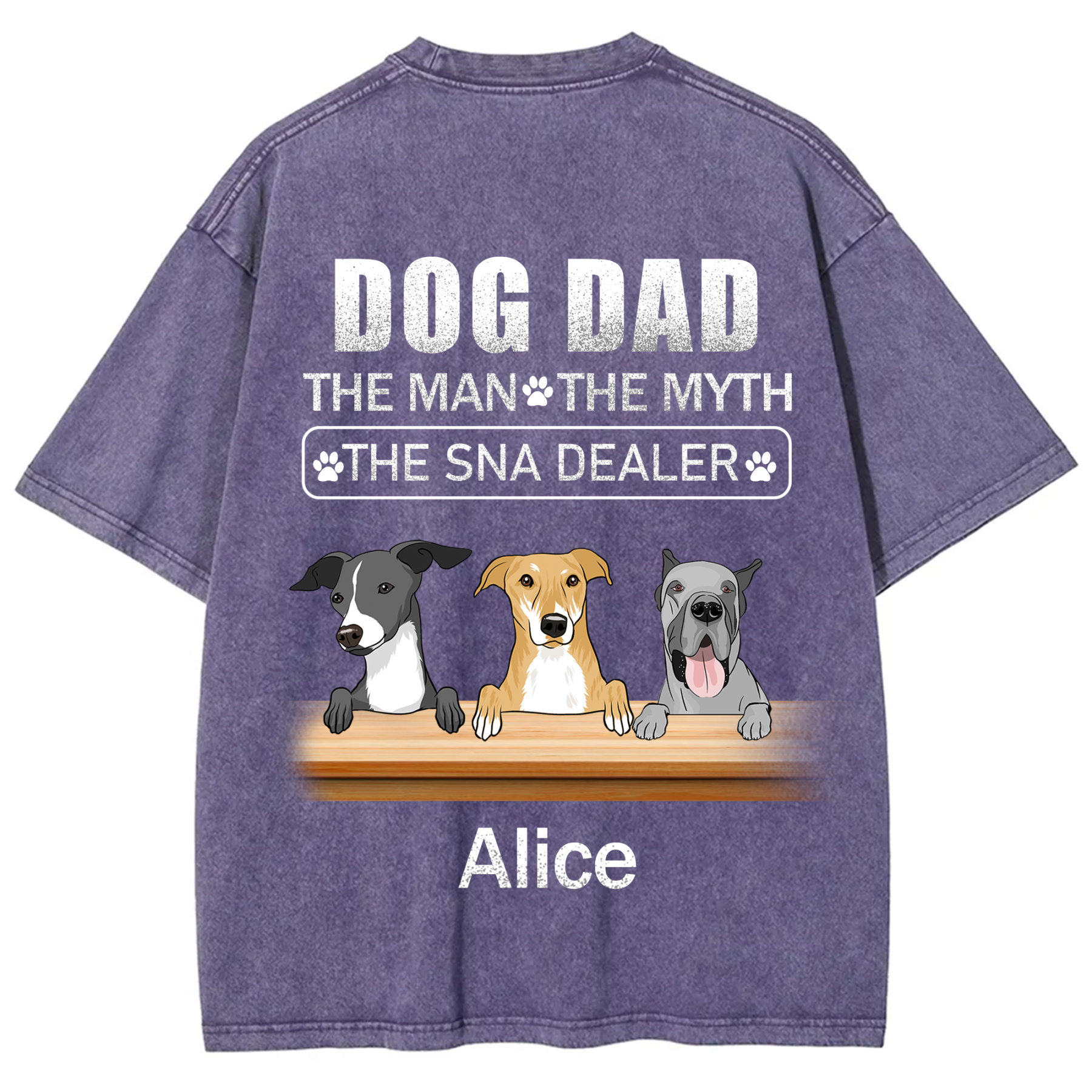 Dog Dad The Man The Myth The Snack Dealer - Personalized Custom Unisex  Washed T-shirt