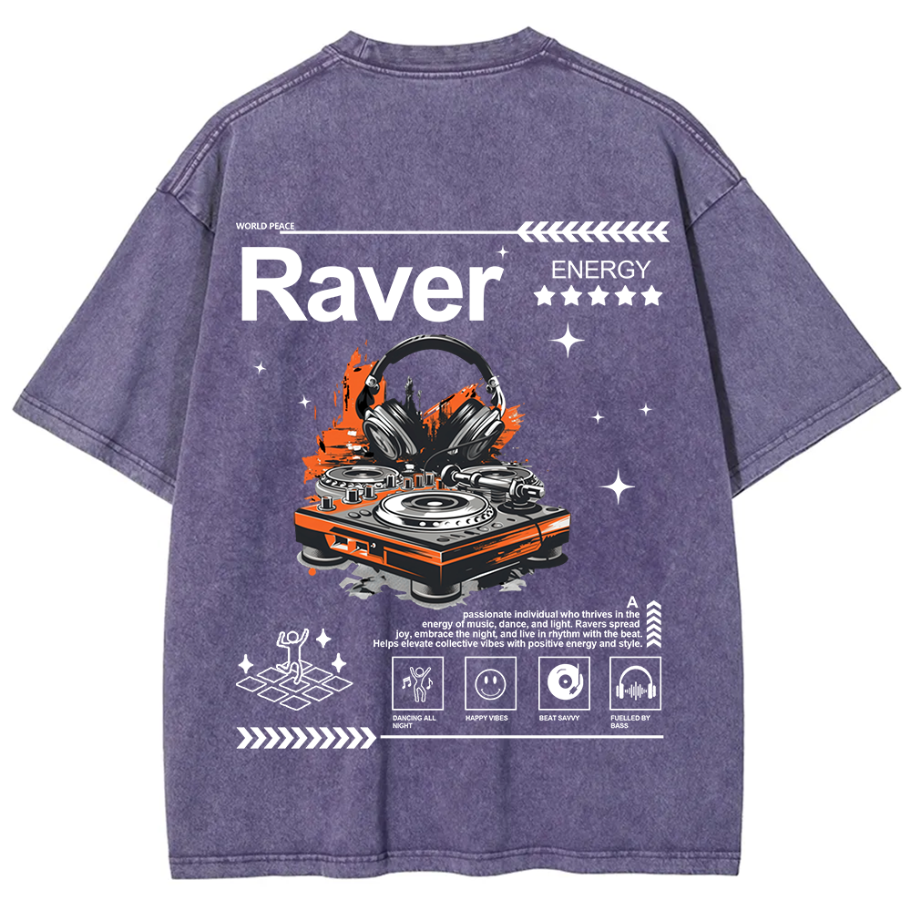 Raver Unisex Fit Washed T-Shirt