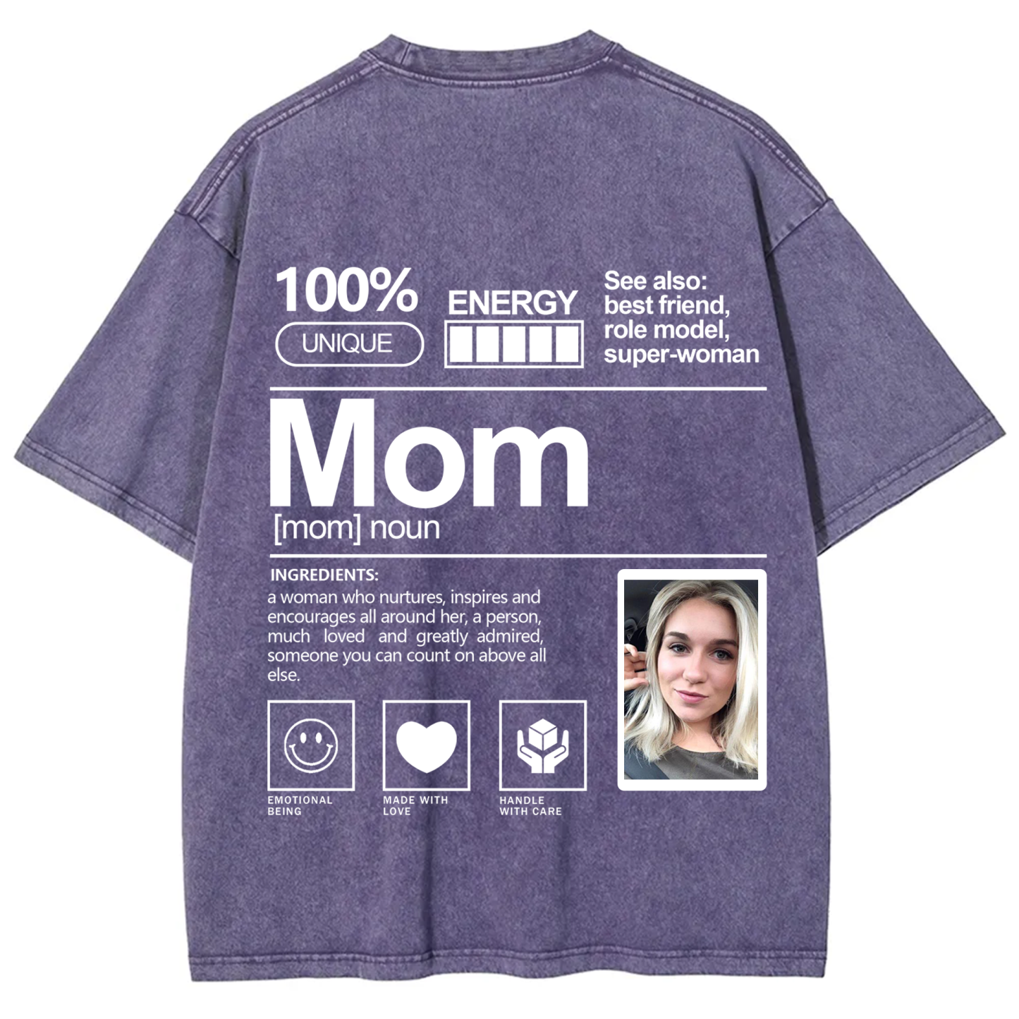 Addcustom Photo Mom Washed T-Shirt