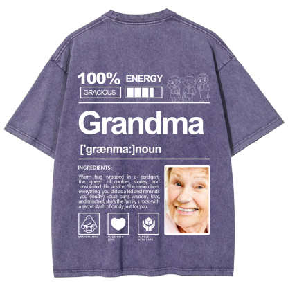 Addcustom Photo Grandma Washed T-Shirt