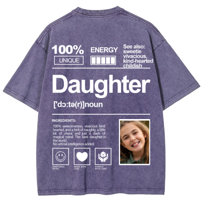 Addcustom Photo Daughter Washed T-Shirt