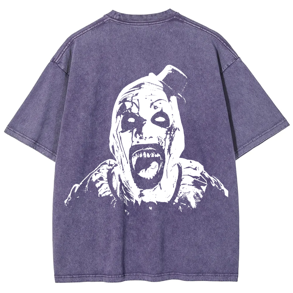  Unisex Vintage Washed Terrifier 3 Art The Santa Clown T-shirt