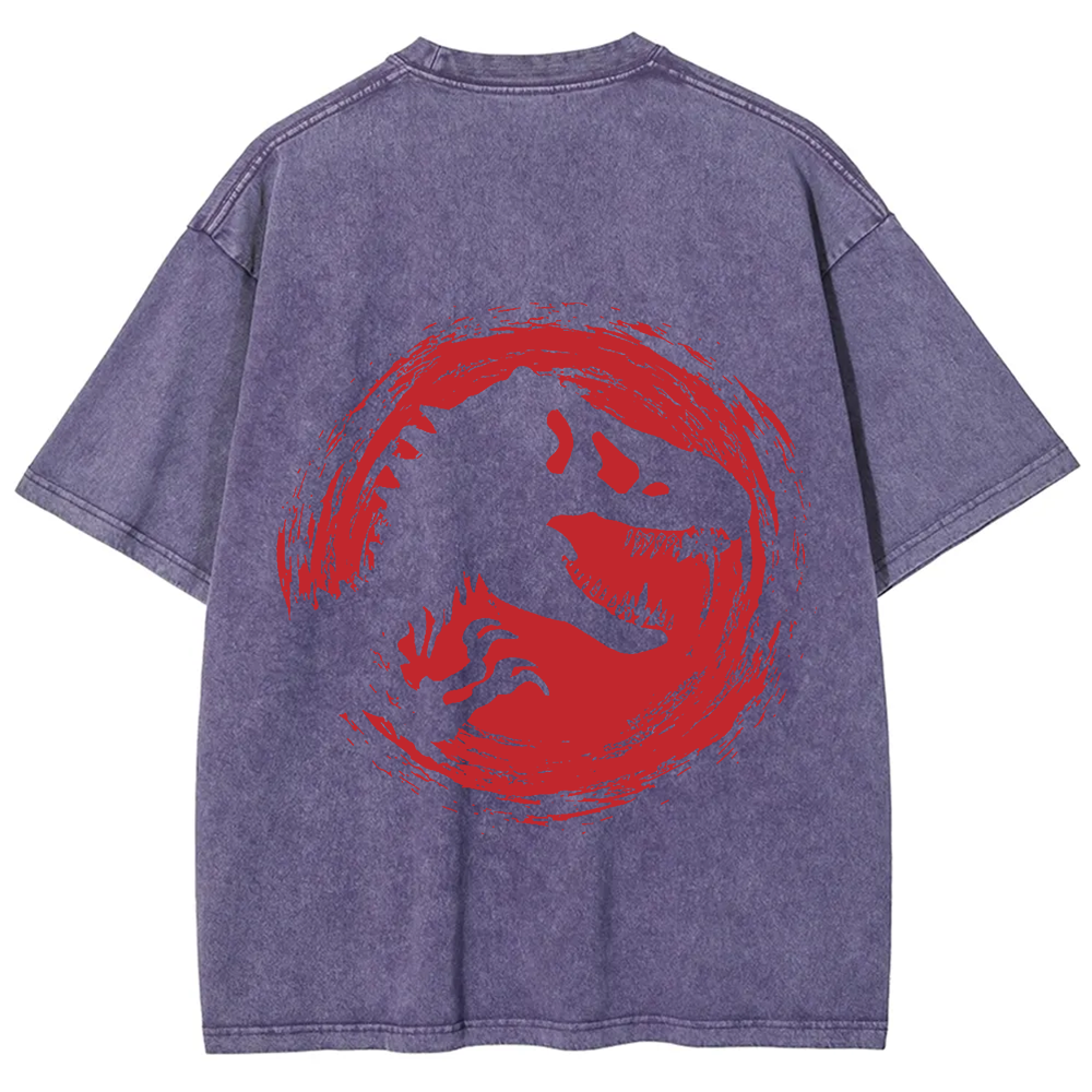 Unisex Vintage Washed Jurassic World Red Logo T-shirt