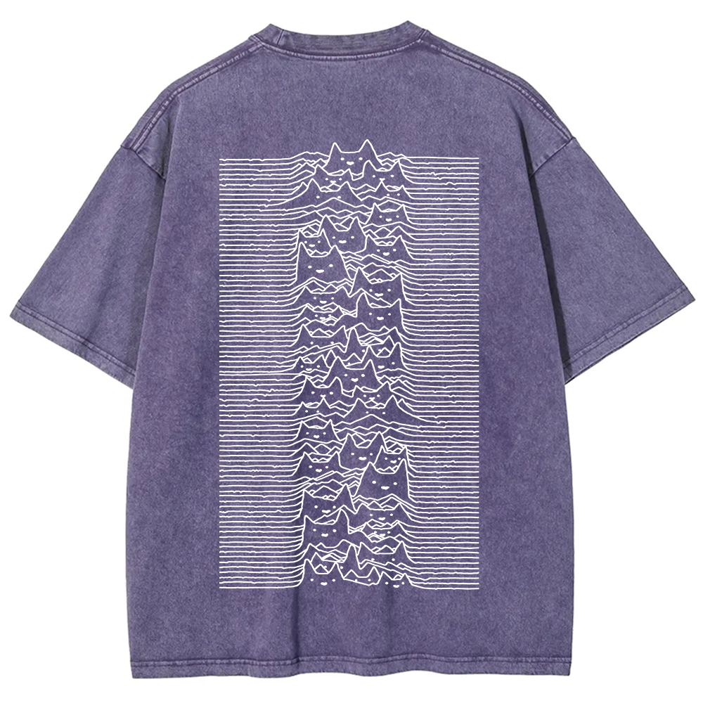 Unisex Vintage Washed Joy division Cat T-shirt