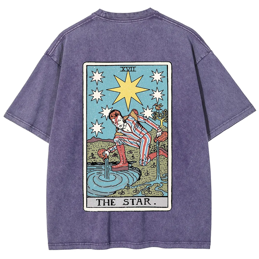 Unisex Vintage Washed The Star David Bowie Tarot Card T-shirt