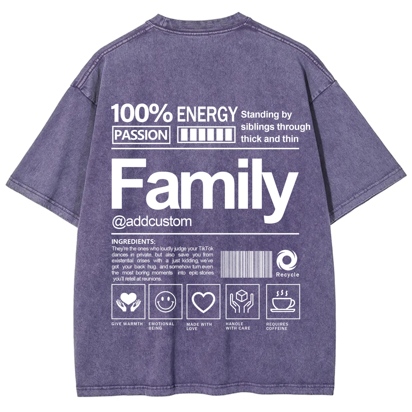 Family Addcustom Washed T-Shirt