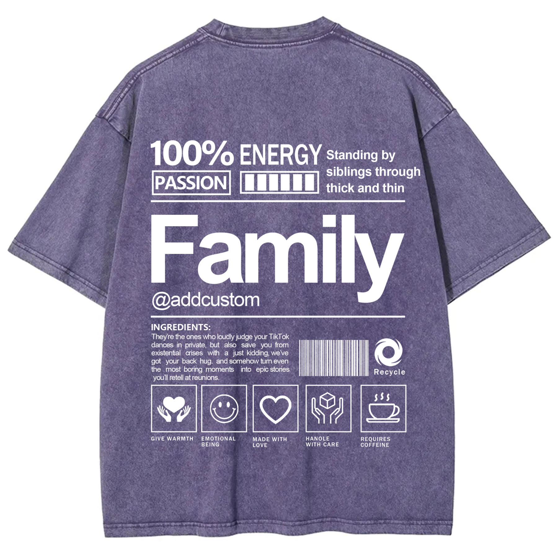 Family Addcustom Washed T-Shirt