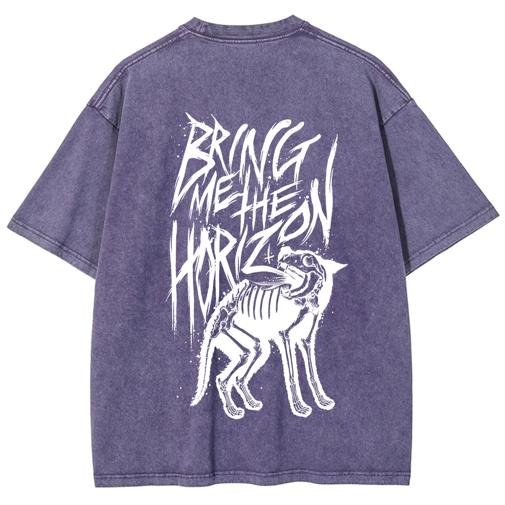 Unisex Vintage Washed Bring Me the Horizon Rock Band T-Shirt
