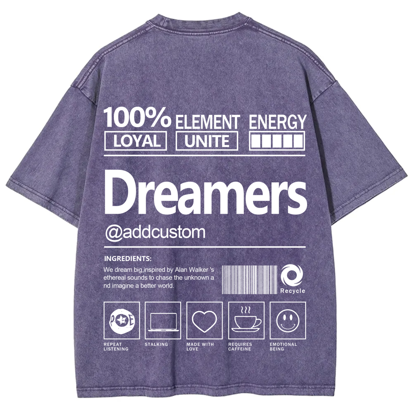 Dreamers Addcustom Unisex Fit Washed T-Shirt