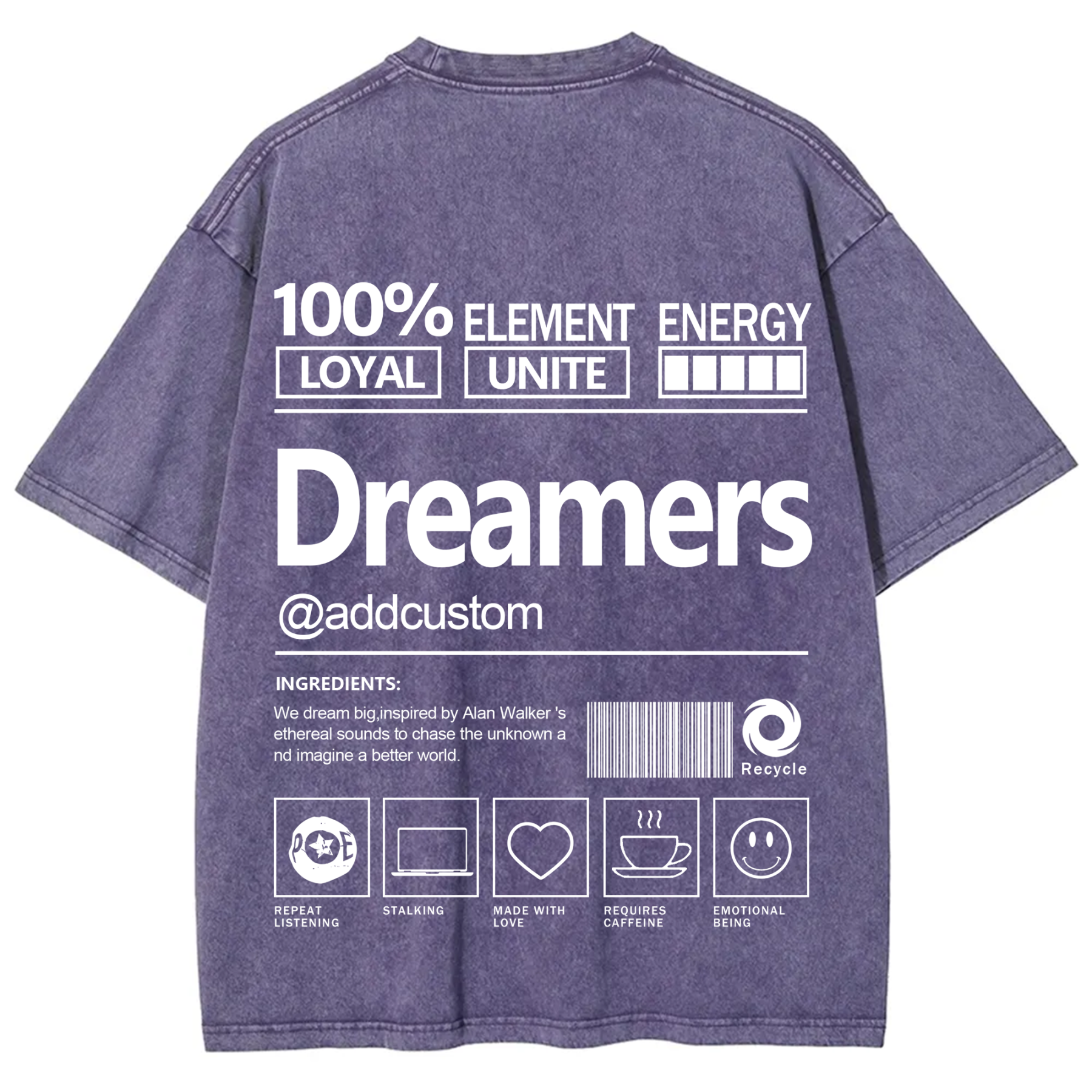 Dreamers Addcustom Unisex Fit Washed T-Shirt