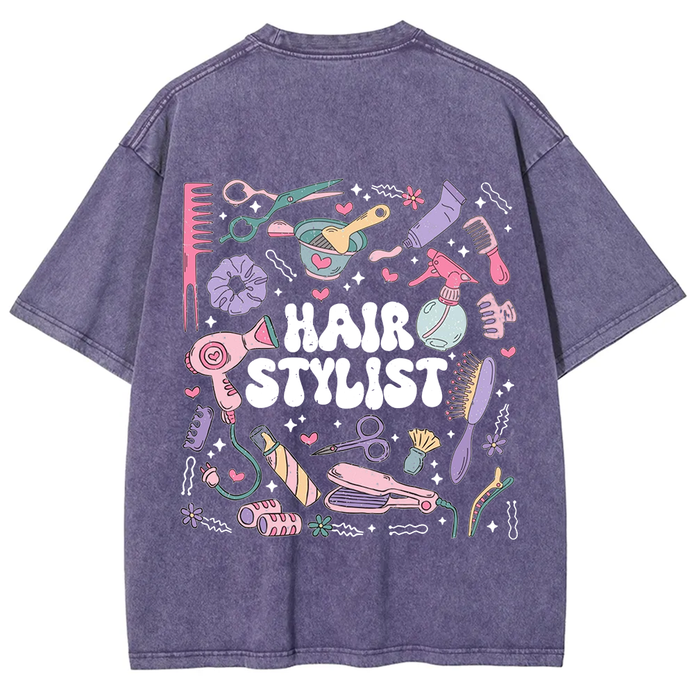 Hair Stylist Unisex Fit Washed T-Shirt