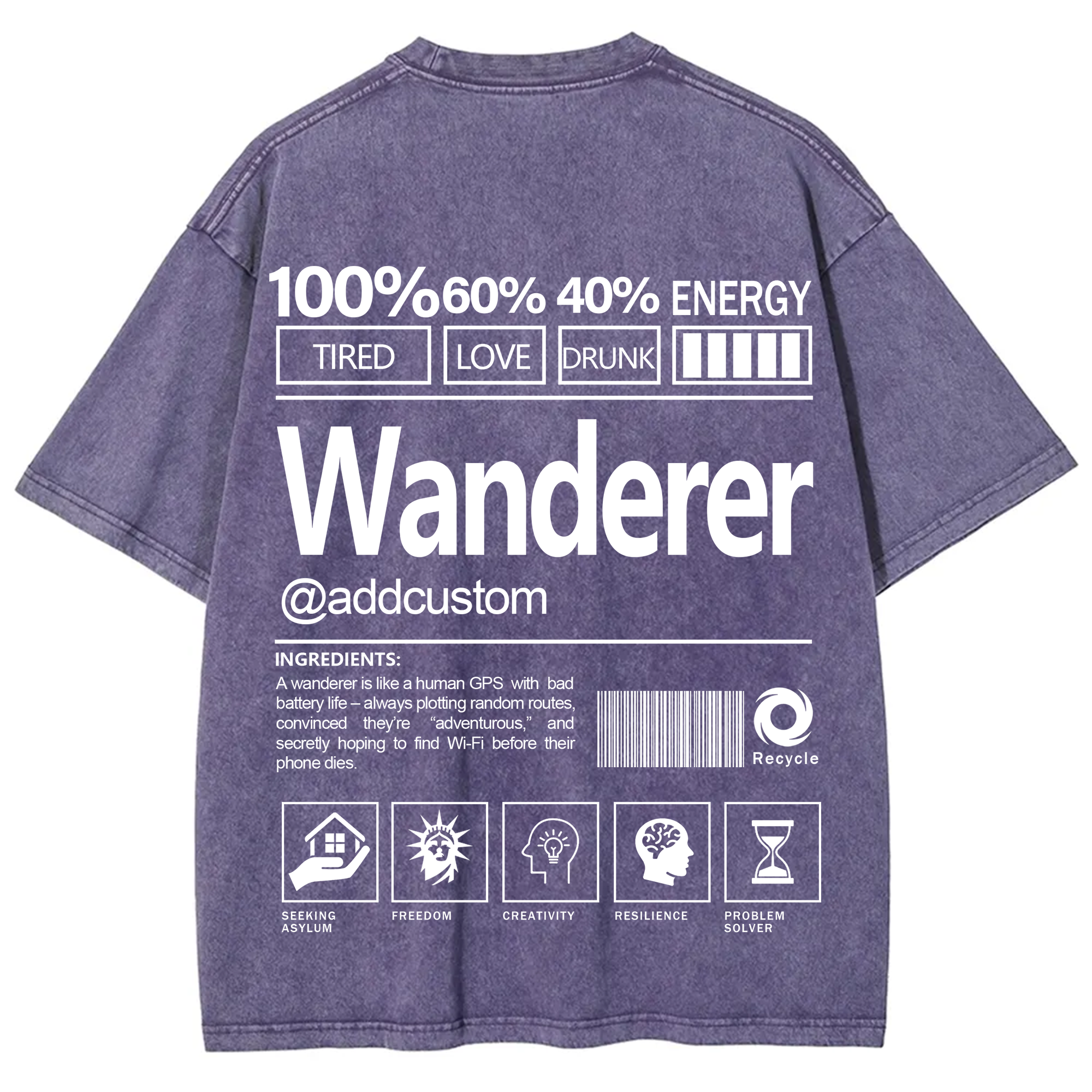 Wanderer Addcustom Unisex Fit Washed T-Shirt