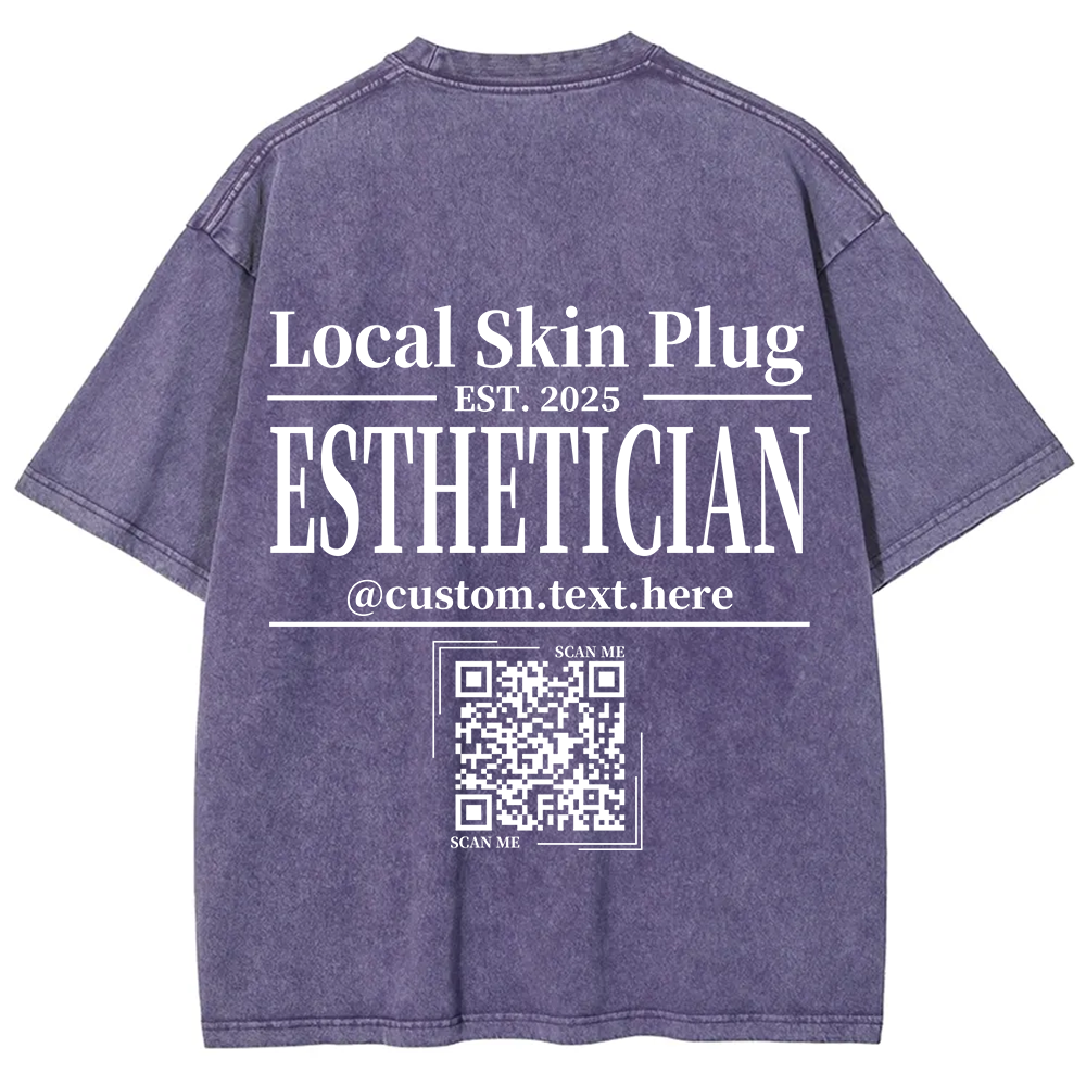 Esthetician Addcustom QR Code Name Unisex Fit Washed T-Shirt
