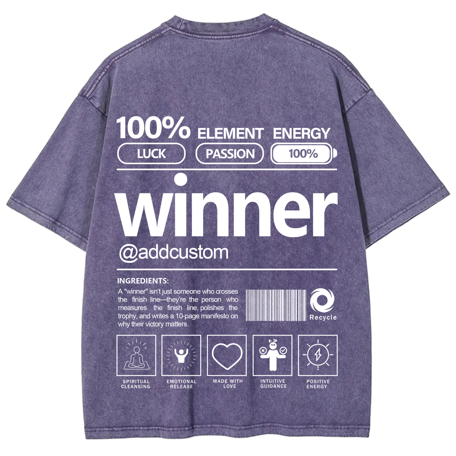 Winner Addcustom Unisex Fit Washed T-Shirt