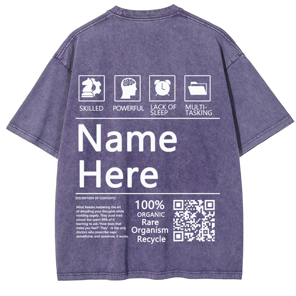 QR Code Customized Unisex Fit Washed T-Shirt