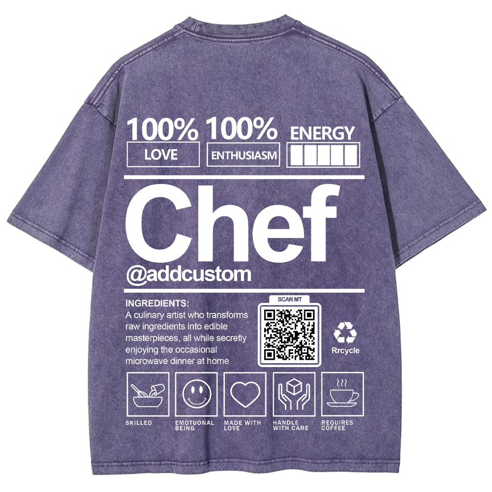 Chef Addcustom QR Code Unisex Fit Washed T-Shirt