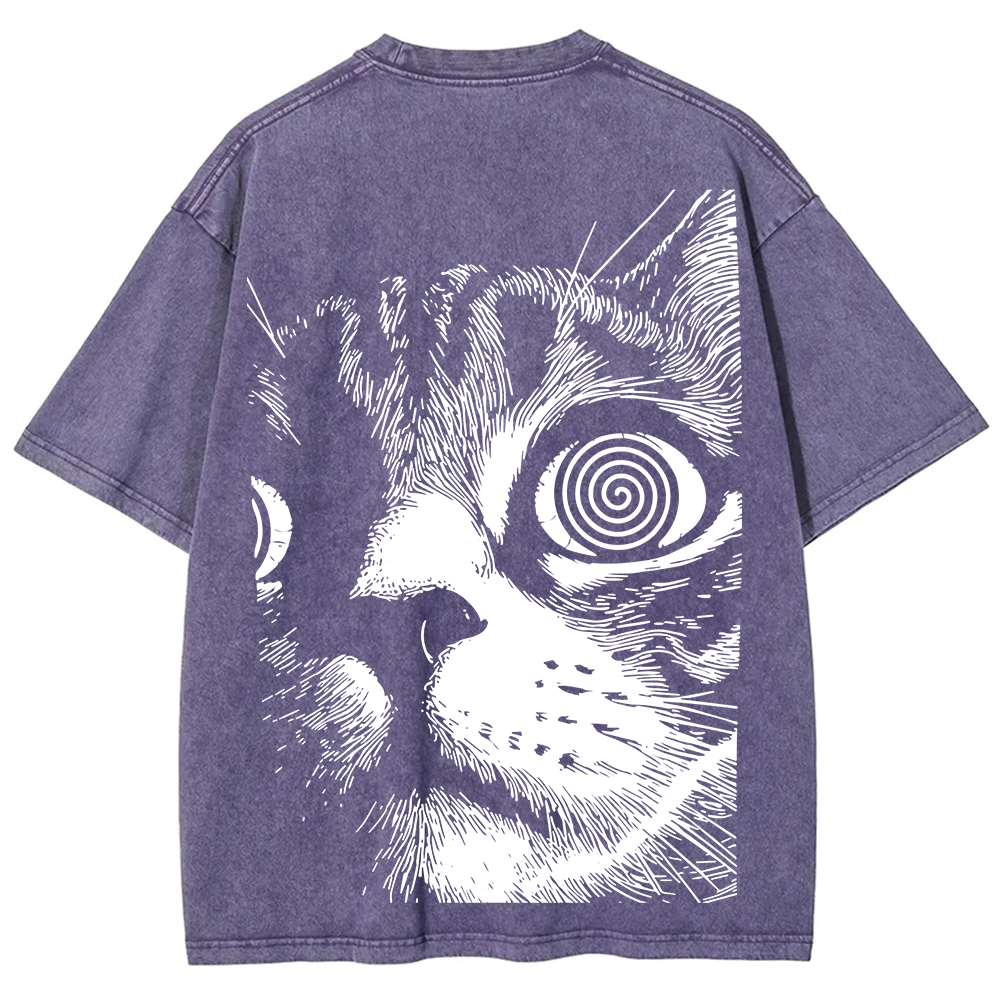 Psychedelic Cat Graphic Print t-Shirt