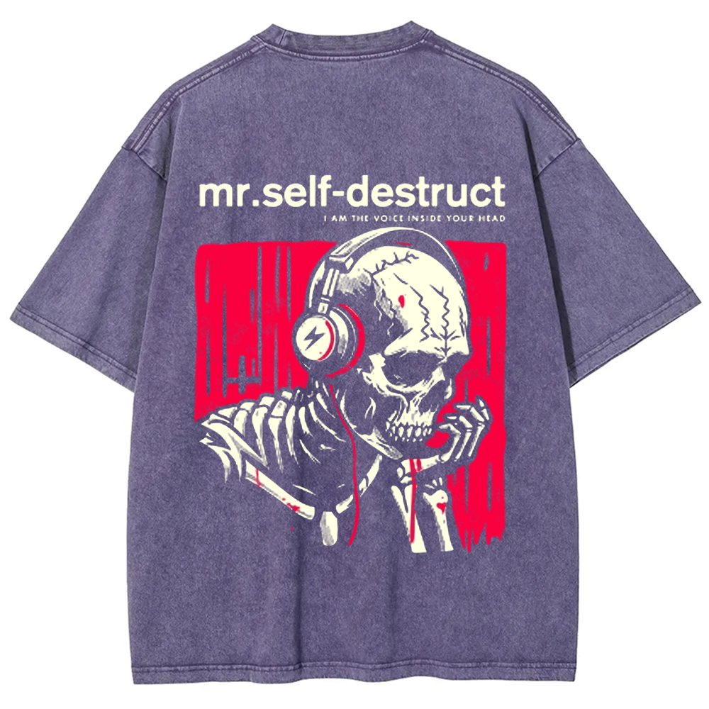 Unisex Washed Nine Inch Nails Mr Self Destruct Music t-Shirt
