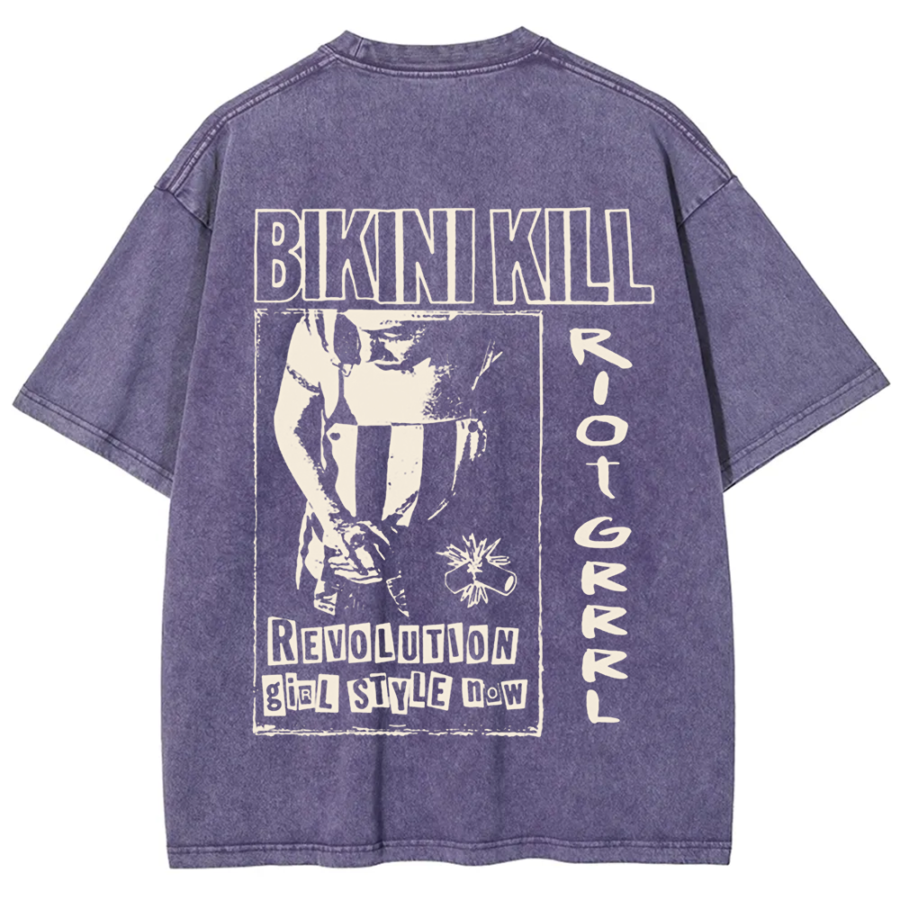 Unisex Vintage Washed Bikini Kill Rock Band t-Shirt