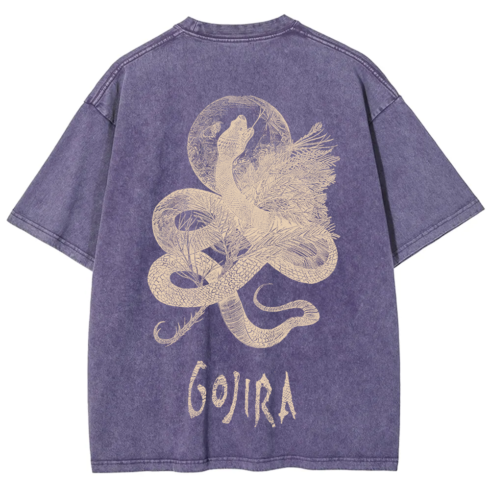Unisex Vintage Washed Gojira Heavy Metal Band t-Shirt