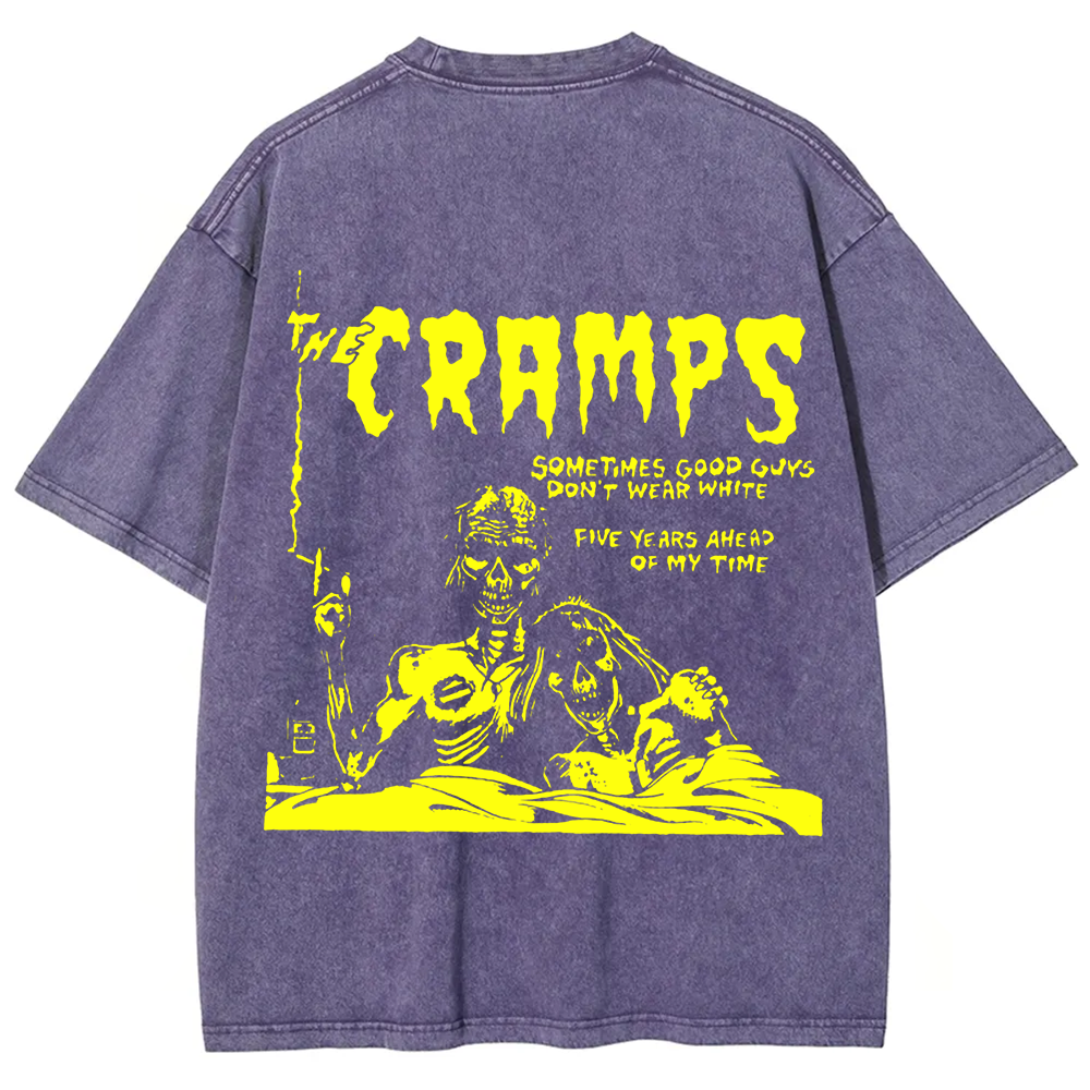 Unisex Vintage Washed The Cramps Rock Band t-Shirt