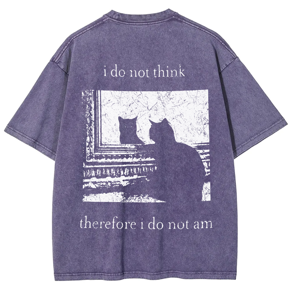 Unisex Vintage I do not think therefor I do not am Funny Cat t-Shirt
