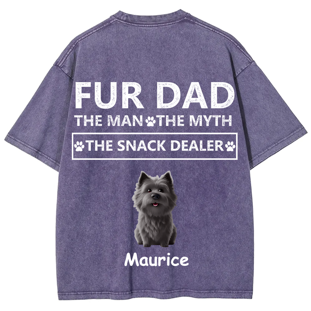Fur Dad The Man The Myth The Snack Dealer - Personalized Custom Unisex  Washed T-shirt