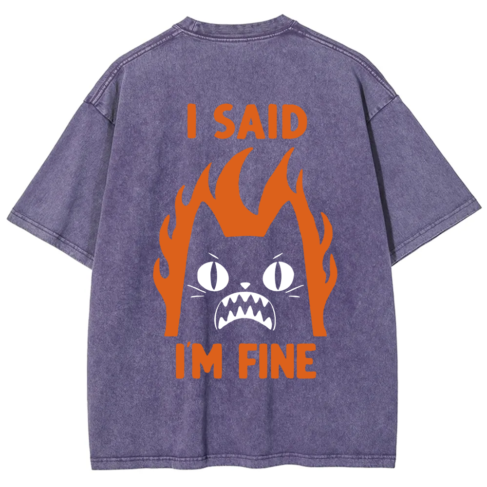 Unisex Vintage I am Fine Cat t-Shirt