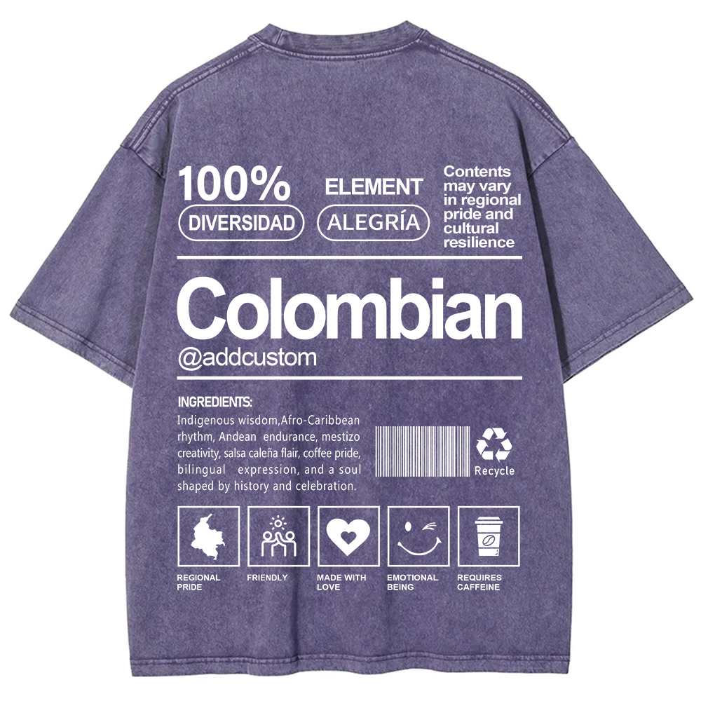 Colombian Addcustom Unisex Fit  Washed T-Shirt