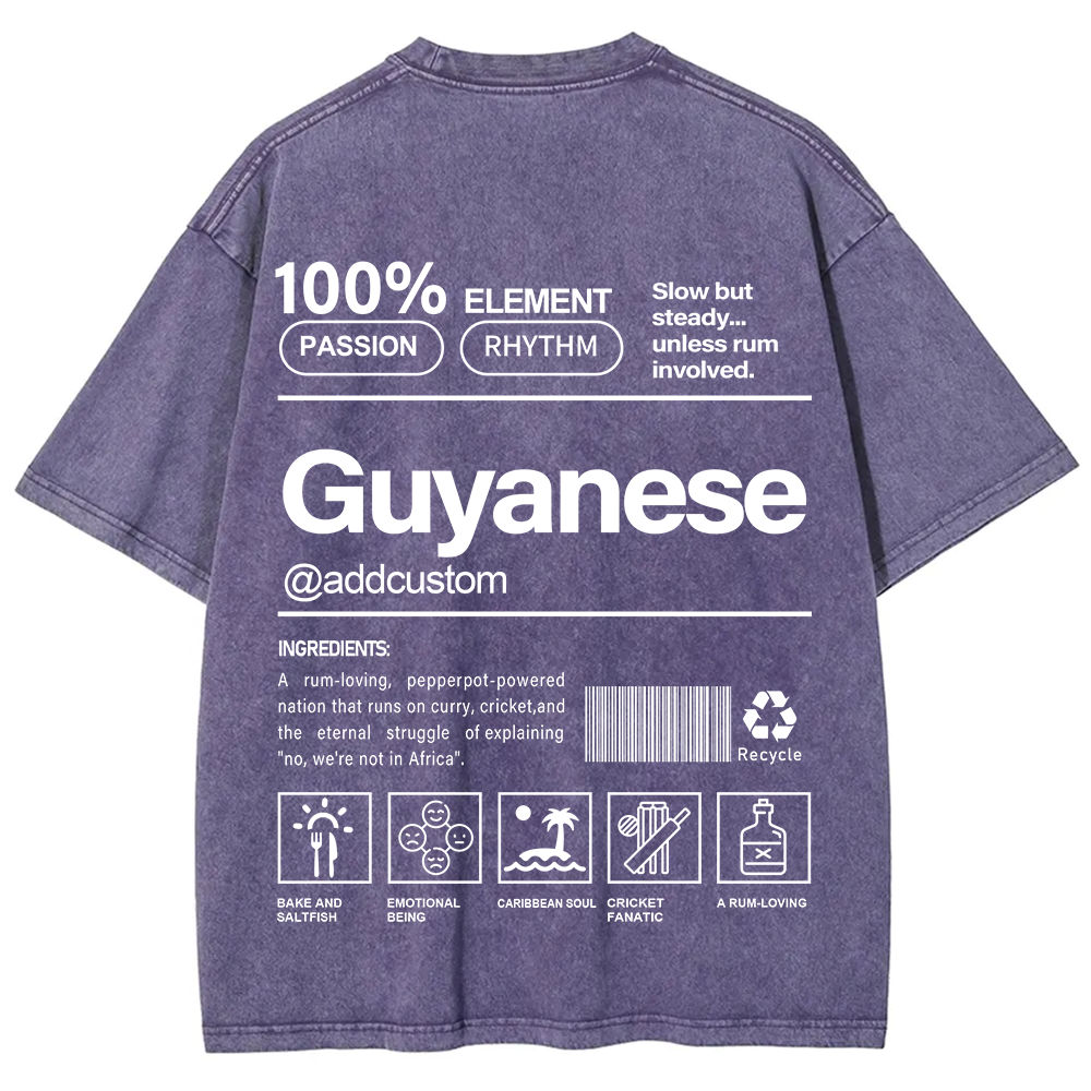 Guyanese Addcustom Unisex Fit  Washed T-Shirt