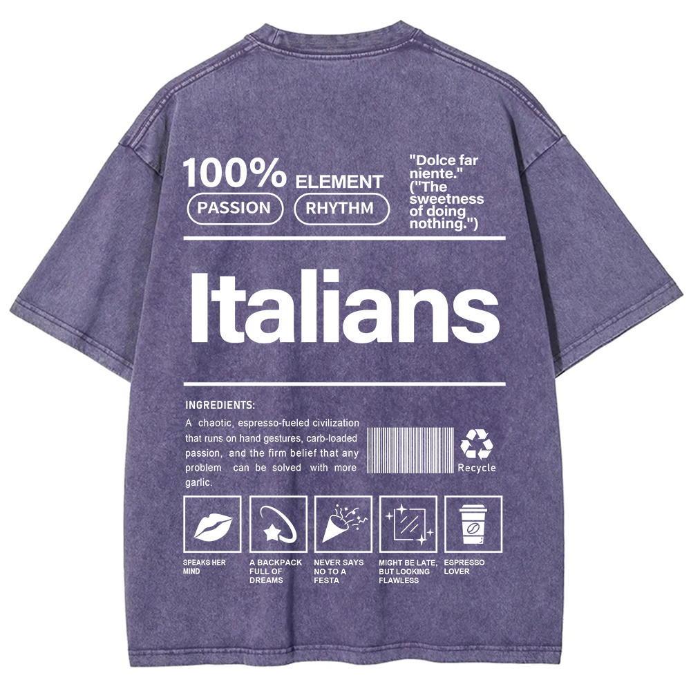 Italians Unisex Fit  Washed T-Shirt