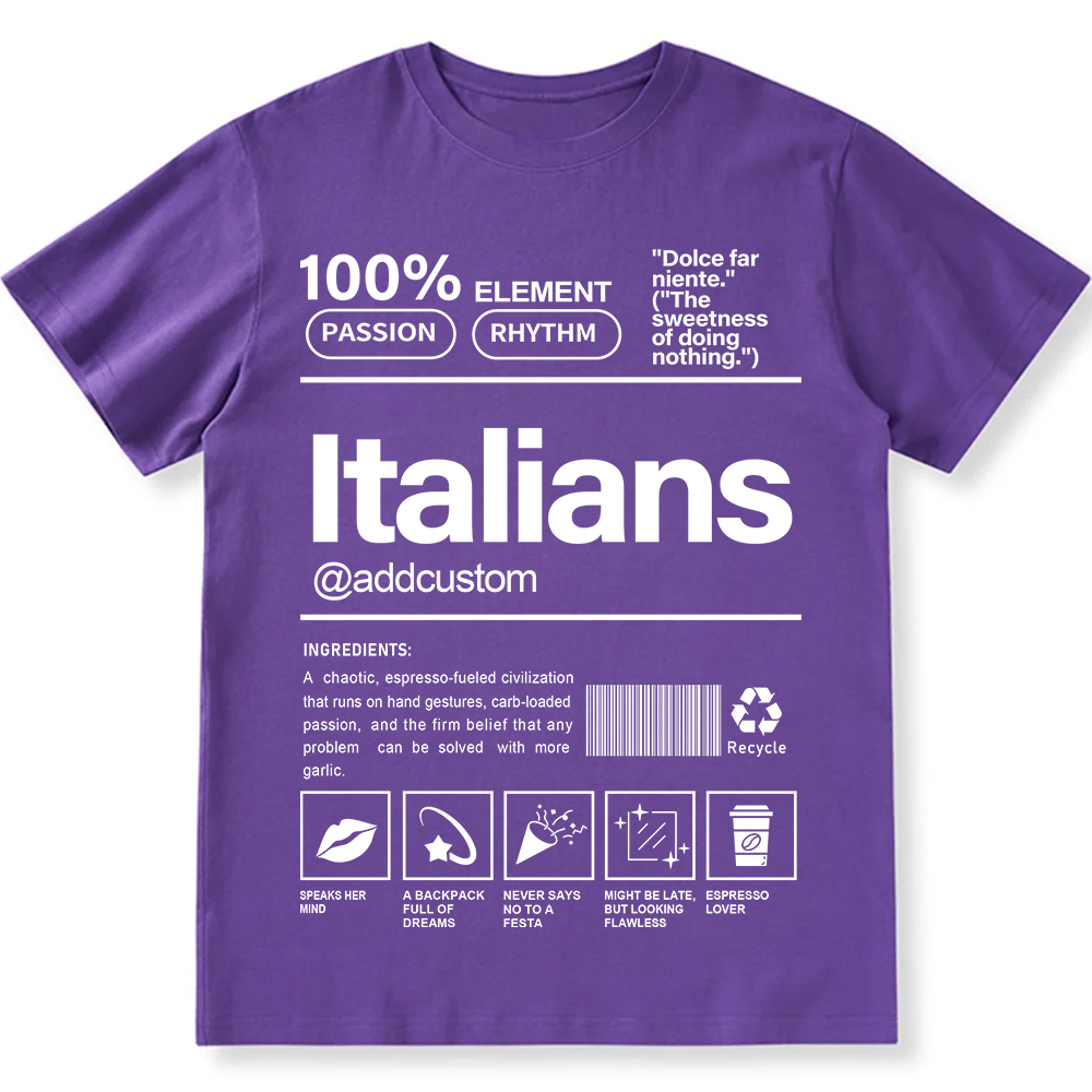 Italians Addcustom Unisex Fit  Cotton T-Shirt wearishow