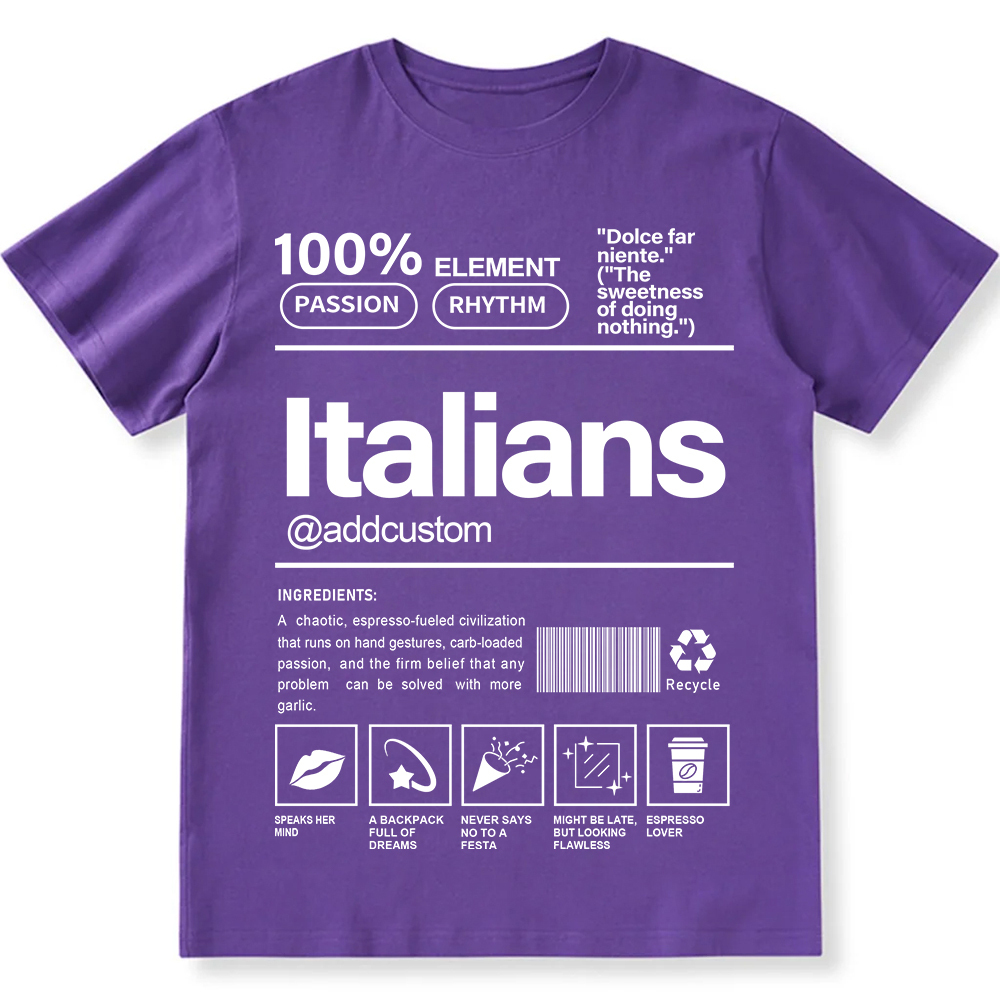 Italians Addcustom Unisex Fit  Cotton T-Shirt wearishow