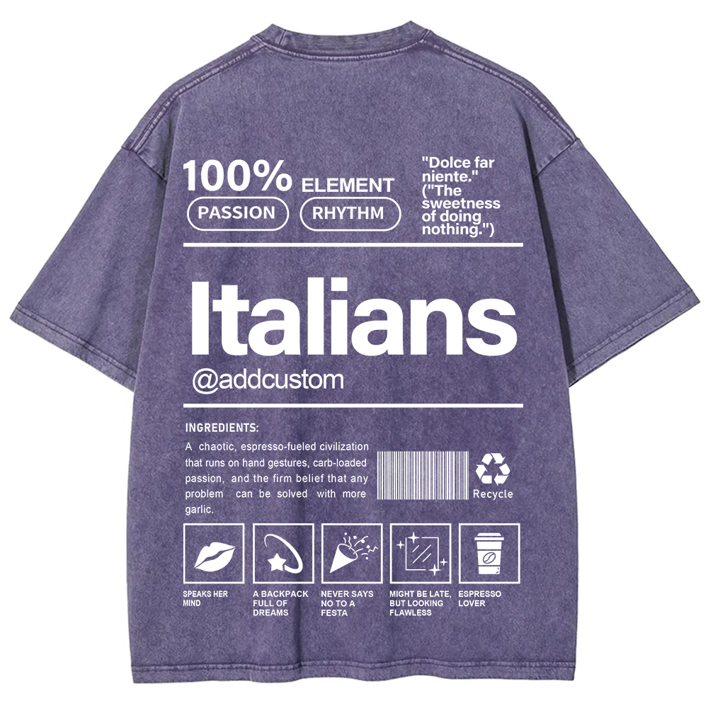 Italians Addcustom Unisex Fit  Washed T-Shirt