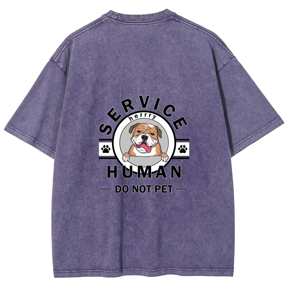 Wearishow Service Human, Do Not Pet - Personalized Custom WashedT-shirt