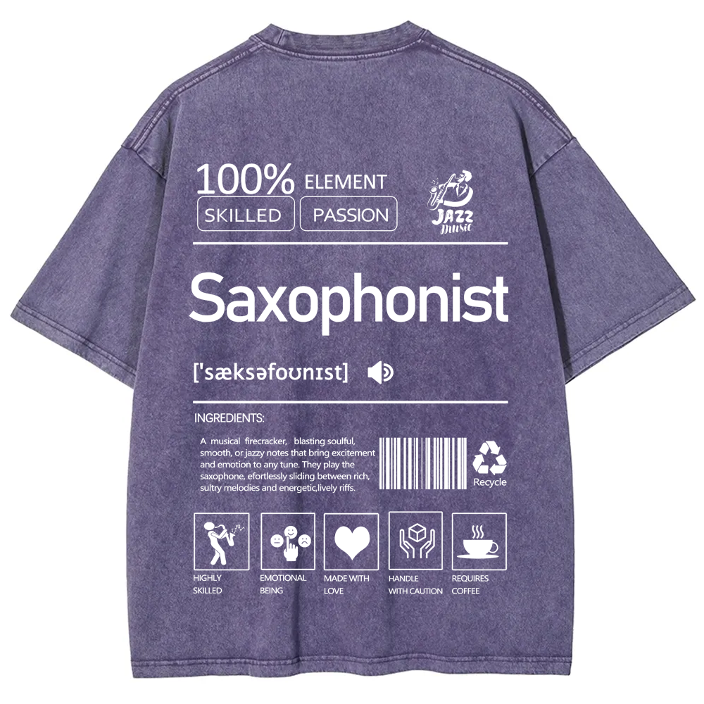 Saxophonist Unisex Fit Washed T-Shirt  wearishow