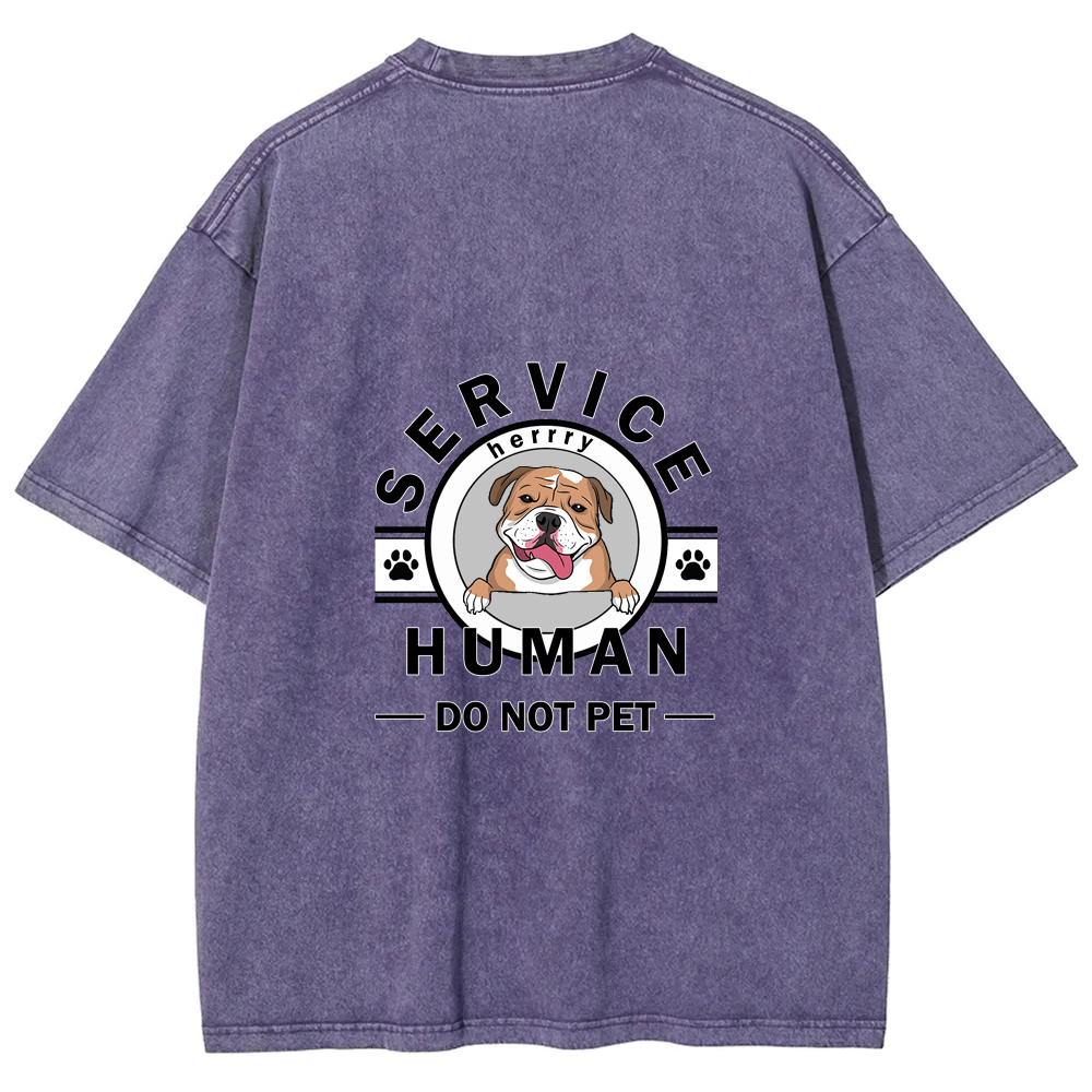 Wearishow Service Human, Do Not Pet - Personalized Custom WashedT-shirt