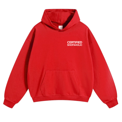 Certified Shopaholic Unisex Solid Color Hoodie wearishow