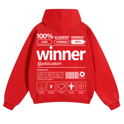 Winner Addcustom Unisex Fit Solid Color Hoodie