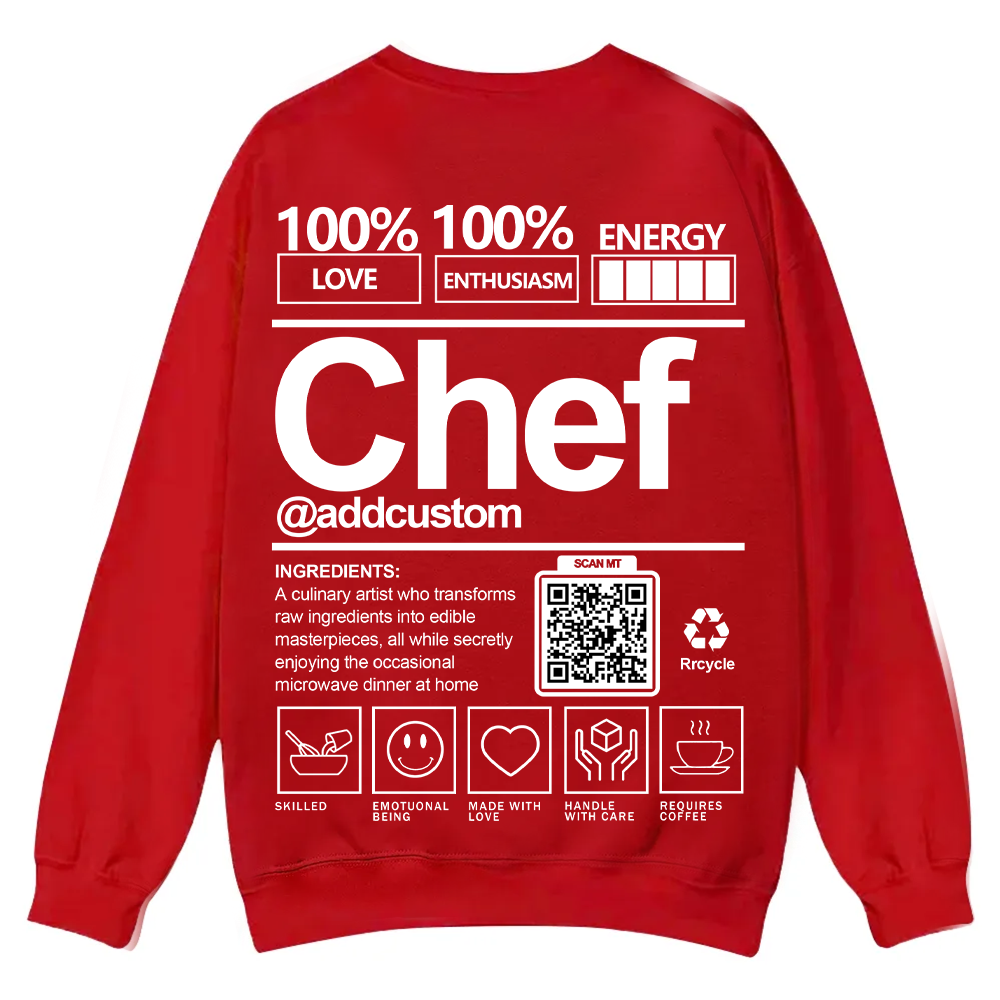 Chef Addcustom QR Code Casual Crewneck Sweatshirt