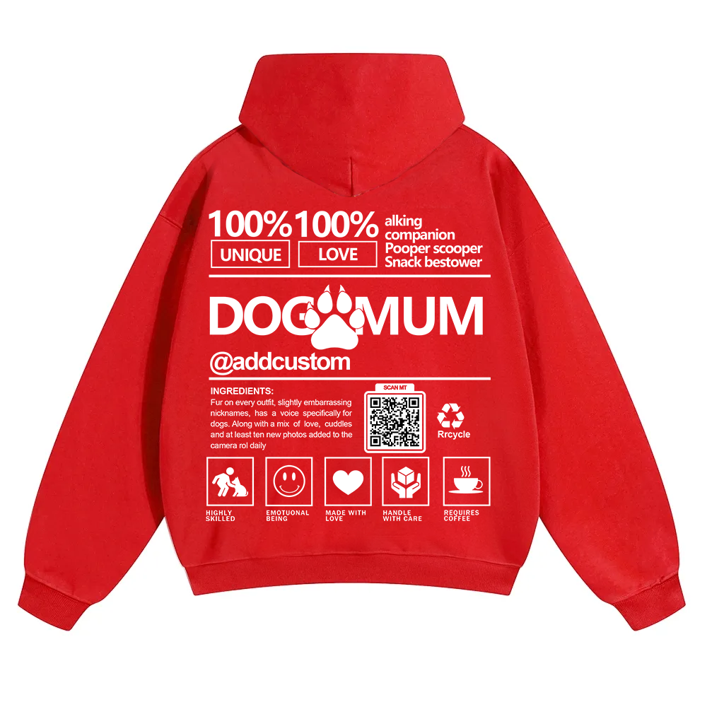 Dog Mum  Addcustom QR Code Name Solid Color Hoodie