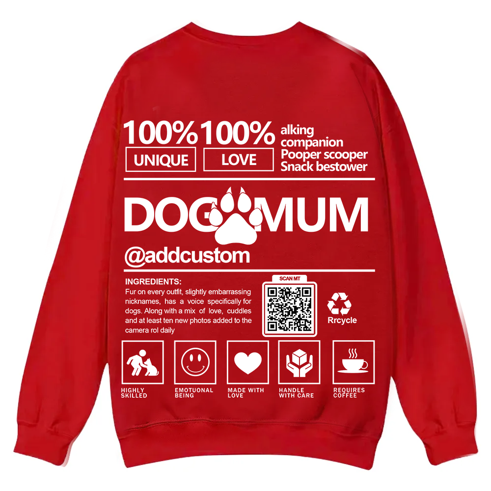 Dog Mum  Addcustom QR Code Name Unisex Casual Crewneck Sweatshirt