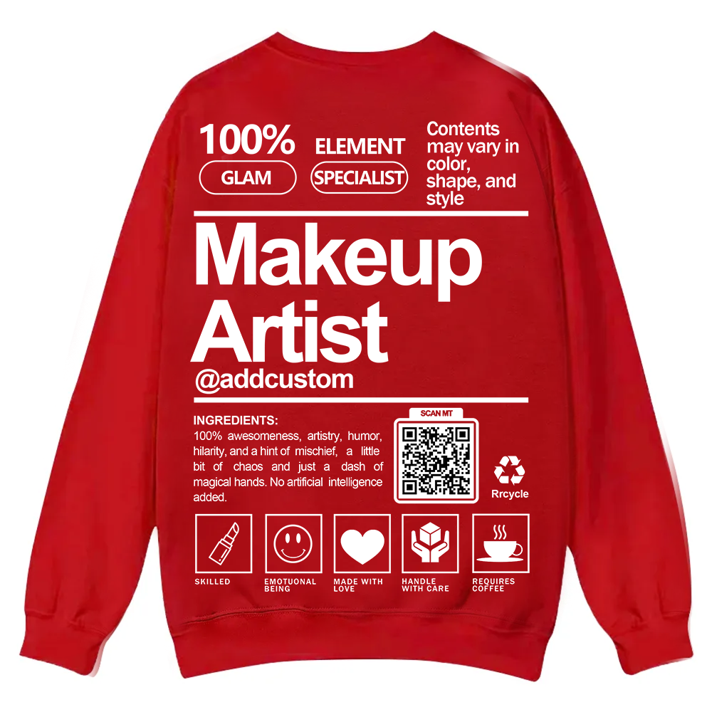 Wearishow Makeup Artist Addcustom QR Code Casual Crewneck Sweatshirt