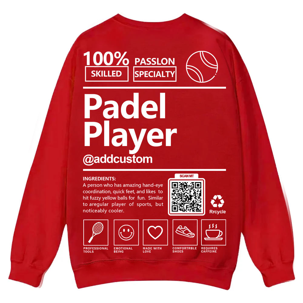 Padel player Addcustom QR Code Casual Crewneck Sweatshirt wearishow