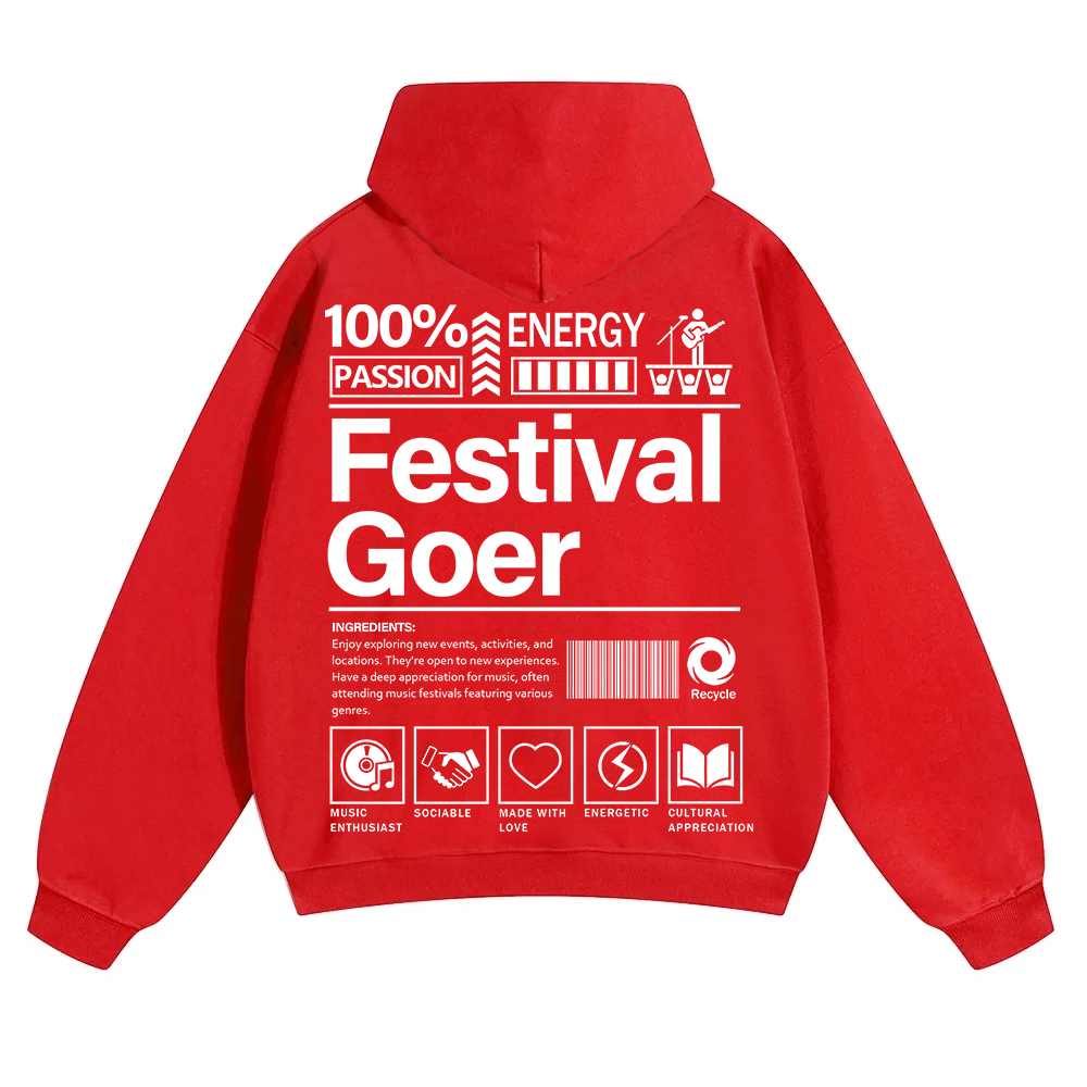 Festival Goer Solid Color Hoodie wearishow