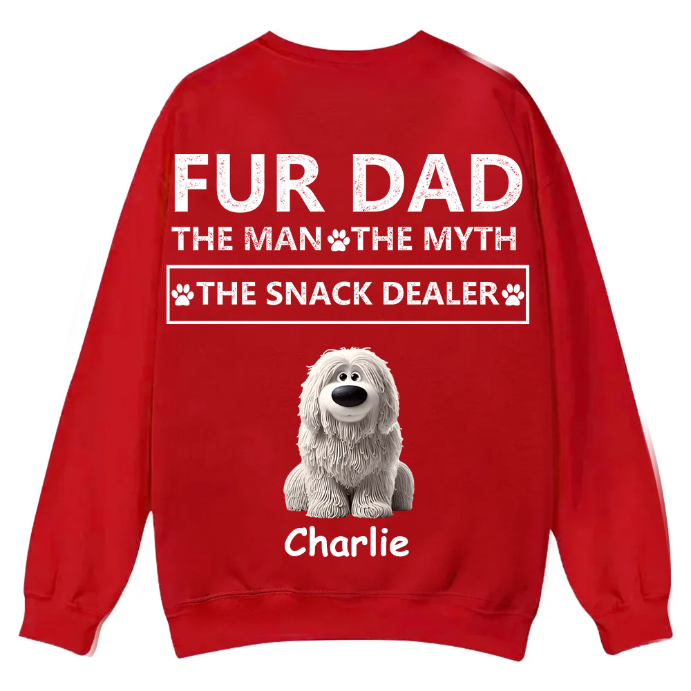 Fur Dad The Man The Myth The Snack Dealer - Personalized Custom Unisex Casual Crewneck Sweatshirt