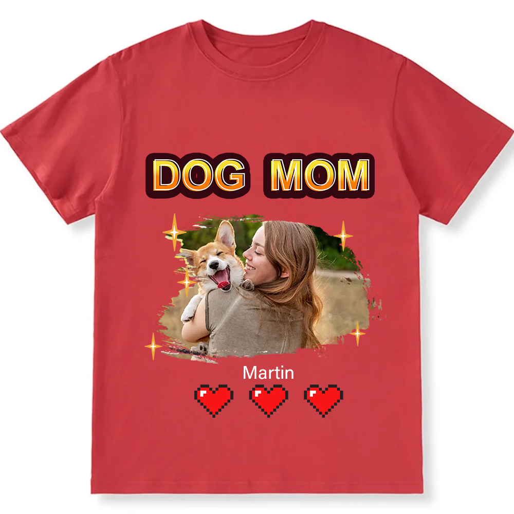 Dog Mom Pixel Photo - Personalized Custom Unisex Fit T-Shirt wearishow