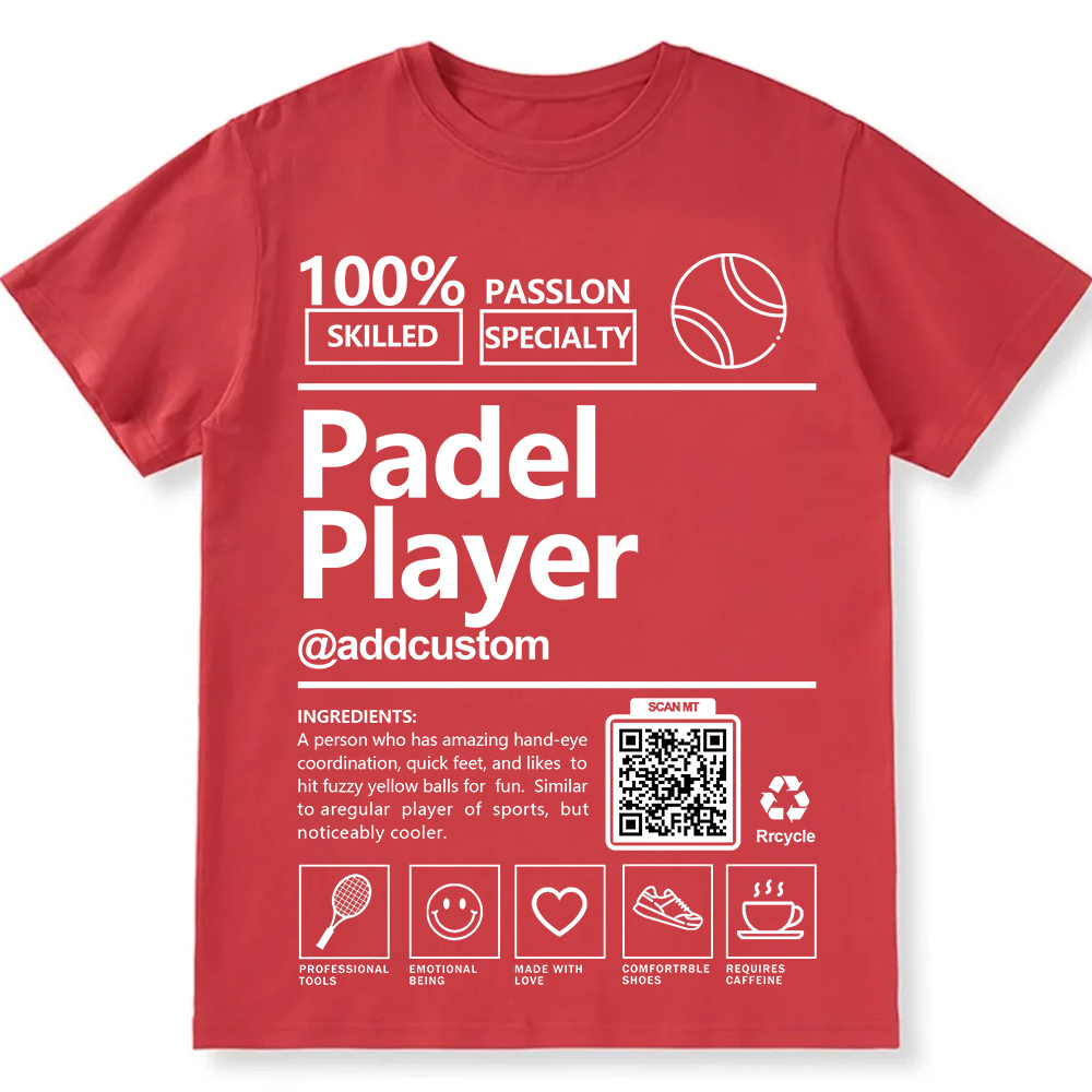 Padel Player Addcustom QR Code Unisex Fit Cotton T-Shirt wearishow