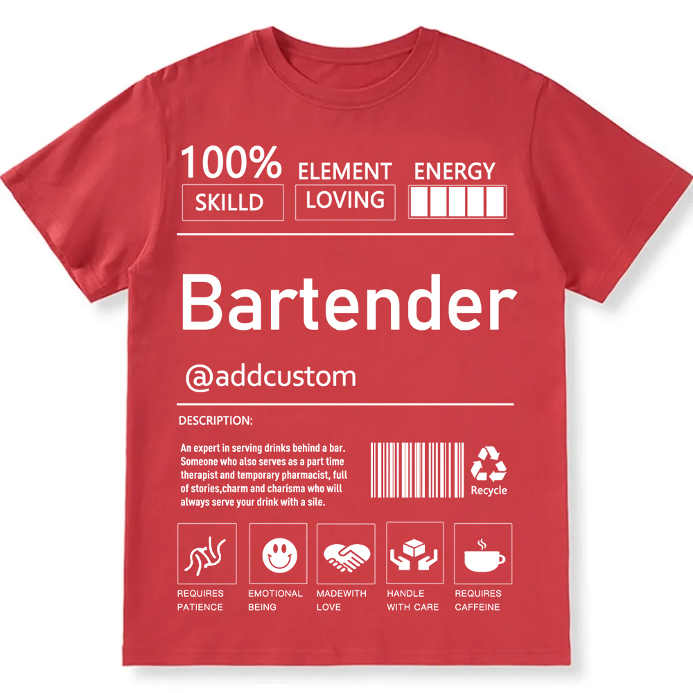 Bartender  Custom Unisex Fit Cotton T-Shirt wearishow
