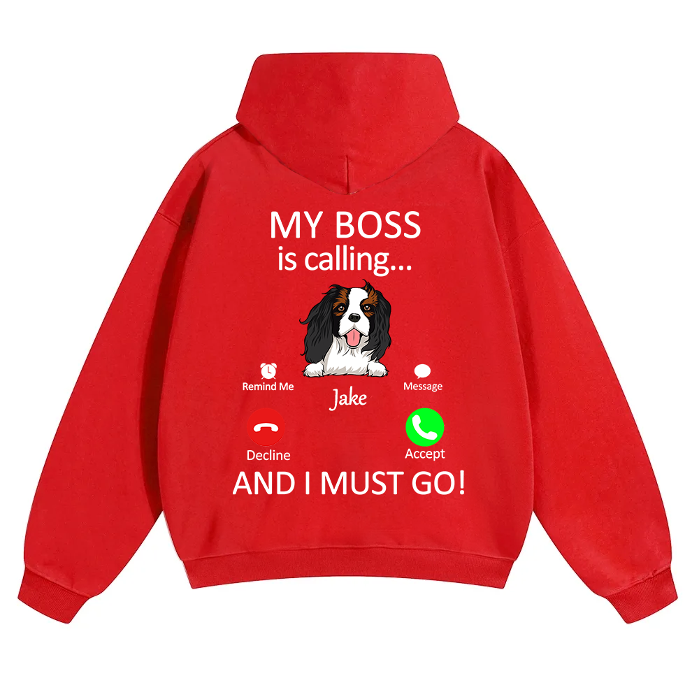 Dog Boss Calling - Personalized Custom Unisex Soild Color Hoodies wearishow